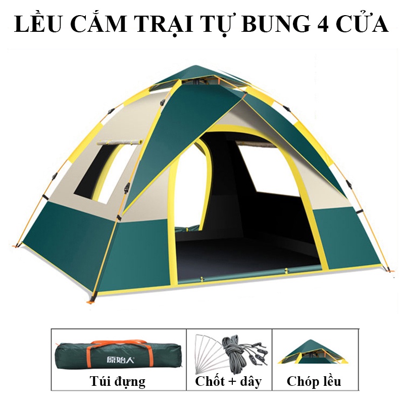 Lều Cắm Trại Du Lịch Tự Động 4-6 người, Chống Nước, Chống Tia Tử Ngoại, Lều Tự Bung Kích Thước 2mx2m