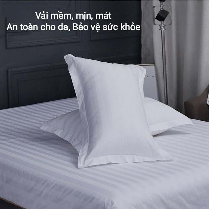 Bộ chăn ga gối đệm, drap giường cotton 100% cao cấp chuẩn khách sạn 5 sao, ra vải dày mịn nằm cực mát