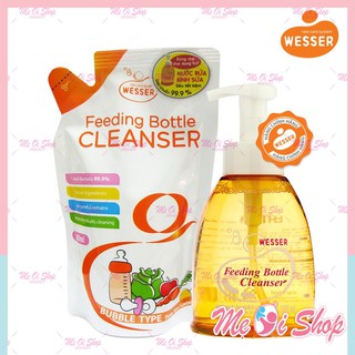 Bộ 1 chai và 1 gói nước rửa bình sữa Wesser 500ml
