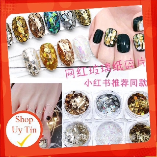 Set nhũ không tước nhũ giấy vàng bạc trang trí móng nail. 1 set 6 màu giúp trang điểm móng nail đơn gian mà đẹp