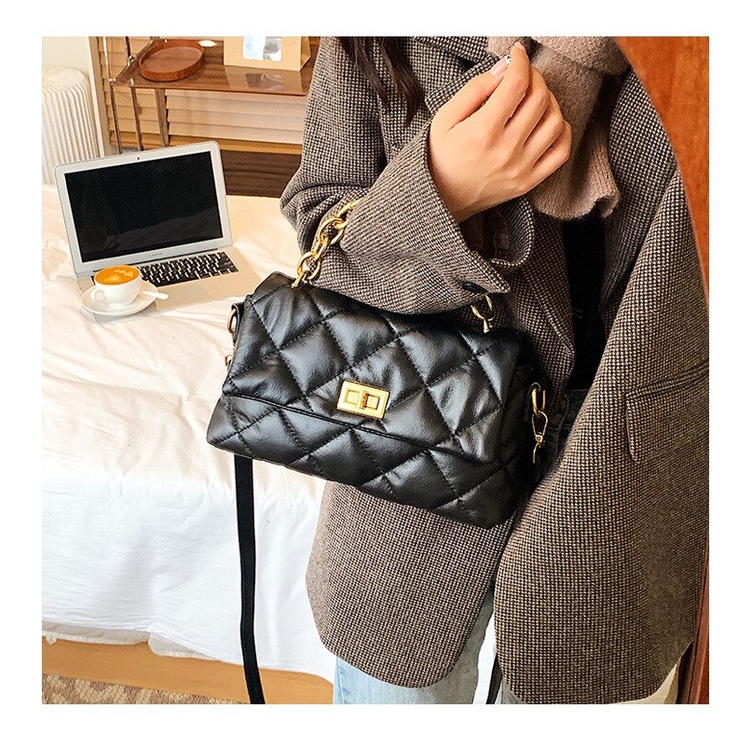 Túi đeo vai JASMIN NOIR hình vuông cỡ nhỏ phối dây đeo kiểu xích thời trang sành điệu cho nữ