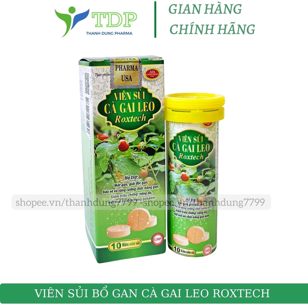 Viên sủi bổ gan Cà Gai Leo Roxtech hỗ trợ mát gan, hạ men gan, giải độc gan, thanh nhiệt cơ thể- Tuyp 10 viên