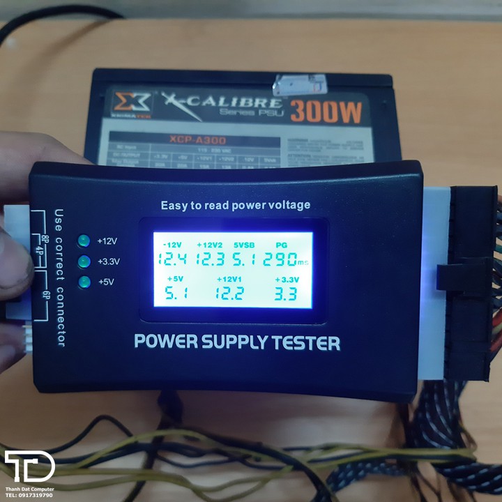 Bộ test nguồn ATX máy tính hiển thị bằng màn hình LCD - Power Supply Tester