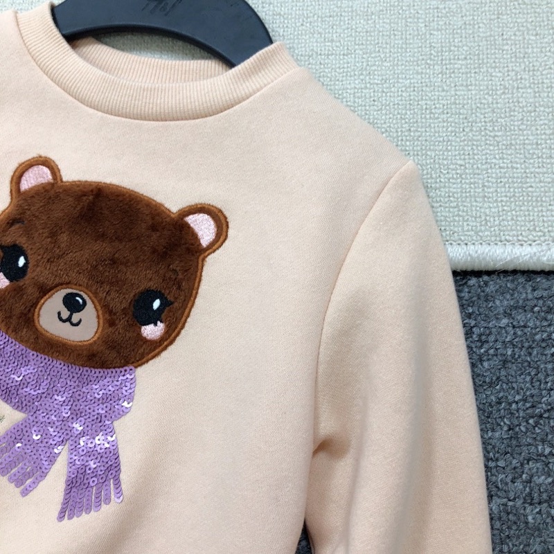 Áo phông dài tay bé gái HM 1-4 tuổi  Áo thun nỉ bông cotton xuất dư 0822