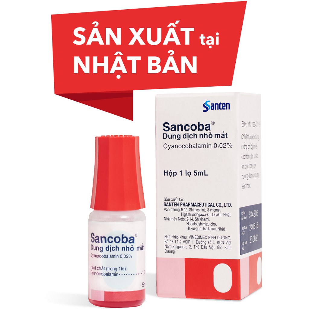 Nước Nhỏ Mắt Sancoba Nhật Bản 5ml- Hỗ Trợ Người Cận Thị - Điều Tiết Chứng Mỏi Mắt, Rối Loạn Điều Tiết Mắt