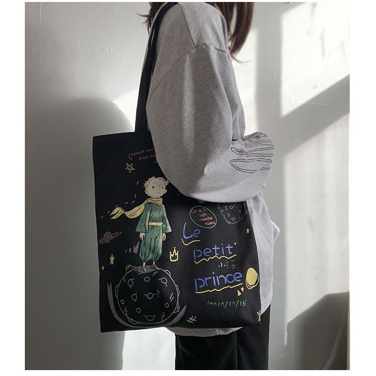 Túi tote vải Canvas Petit Nam Nữ Đeo Chéo Trơn Thời Trang Hàn Quốc Đi Học , Đi Chơi - Túi tote thời Trang 2020