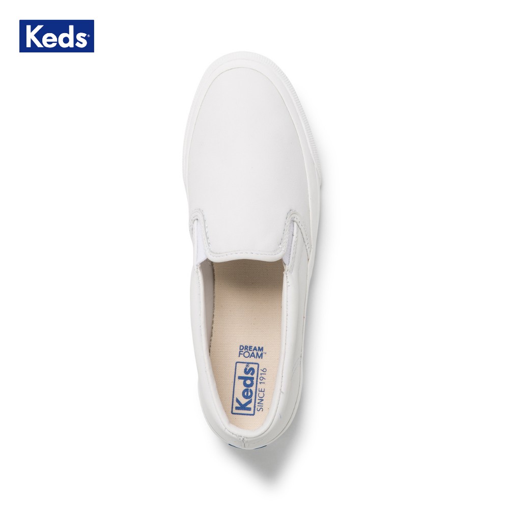 Giày Keds Nữ - Anchor Slip-on Leather White - KD060435