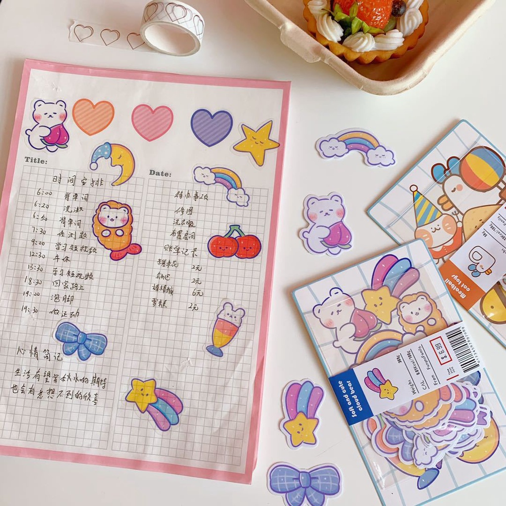 Set sticker dán trang trí siêu xinh phong cách cute