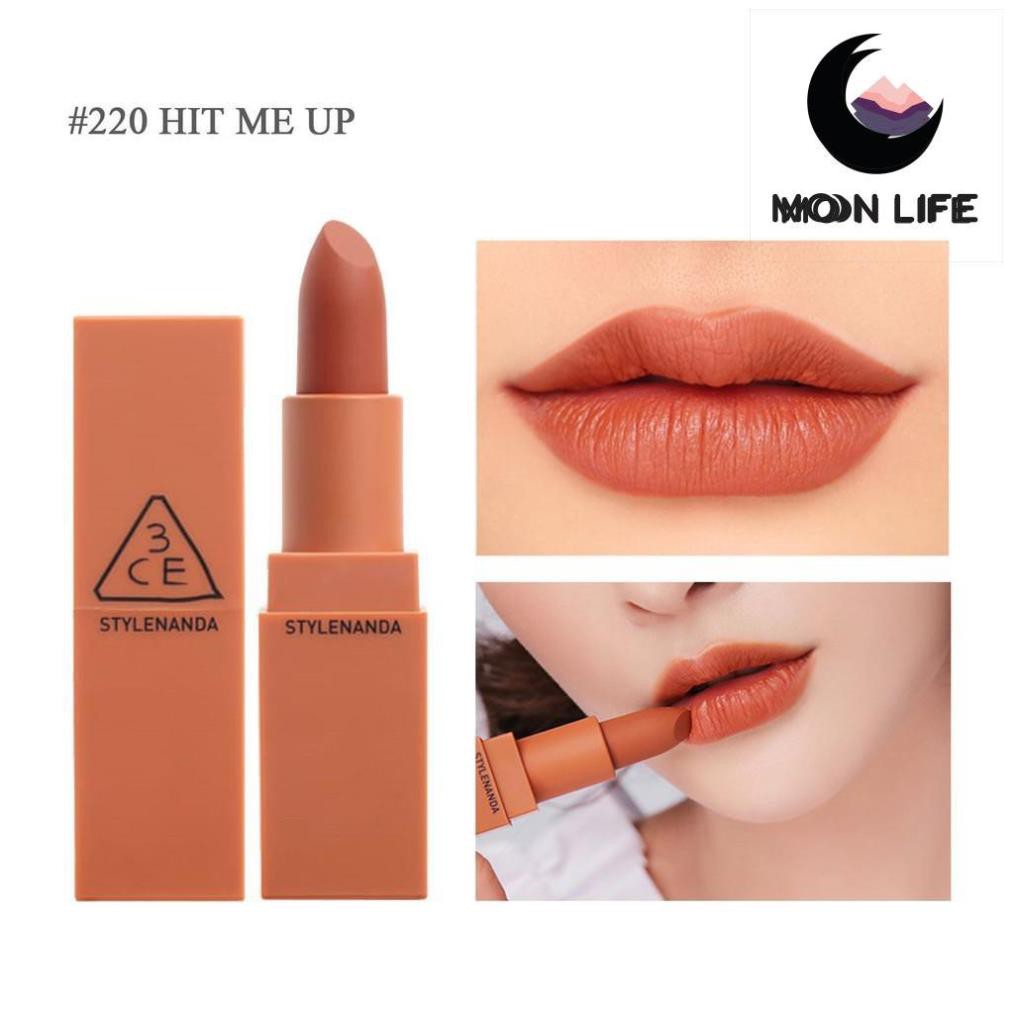 Son Lì Lâu Phai 3CE Màu 220 Hit Me Up Mood Recipe Matte Lip Color