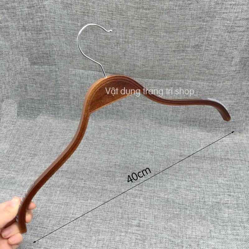 Móc Gỗ Treo Quần Áo, Gỗ Ép Nâu Vai Đệm Cao Cấp Dài 40cm ( 1 móc )
