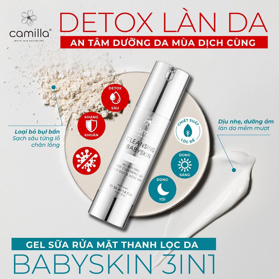Sữa rửa mặt + kem chống nắng combo sạch nhờn ngừa mụn make up trang điểm trắng da mỹ phẩm CAMILLA | BigBuy360 - bigbuy360.vn