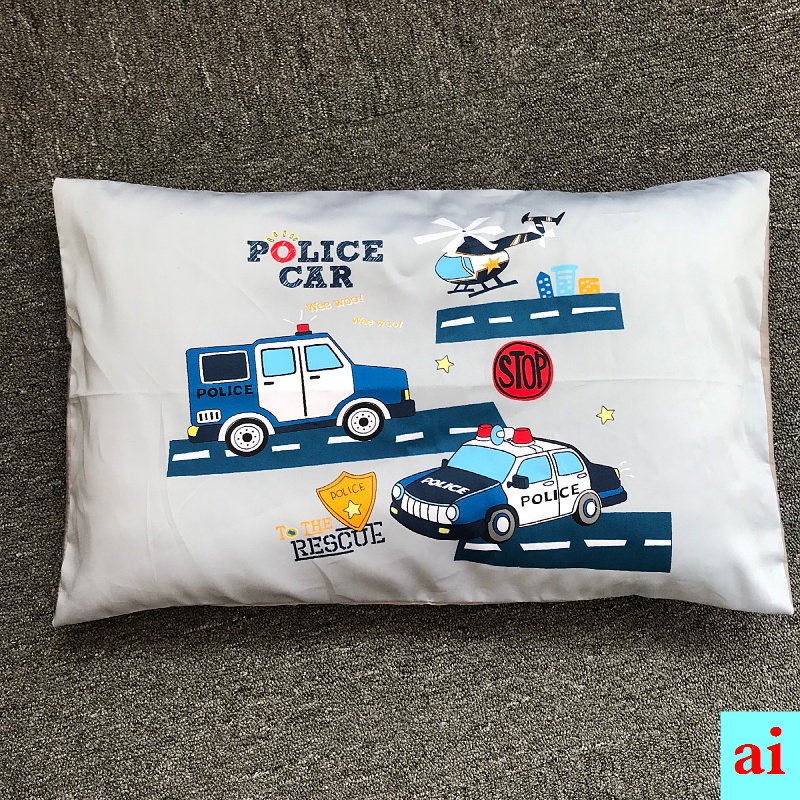 Vỏ Gối Cotton 30 * 50 In Họa Tiết Xe Cảnh Sát/ Xe Hơi/ Xe Cảnh Sát Hoạt Hình Cho Bé Trai