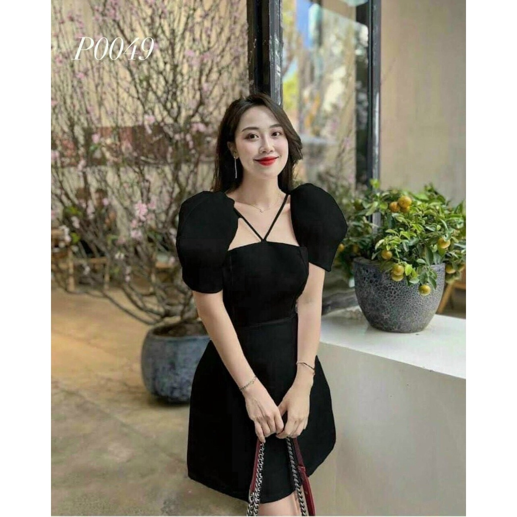 Đầm xoè chéo dây