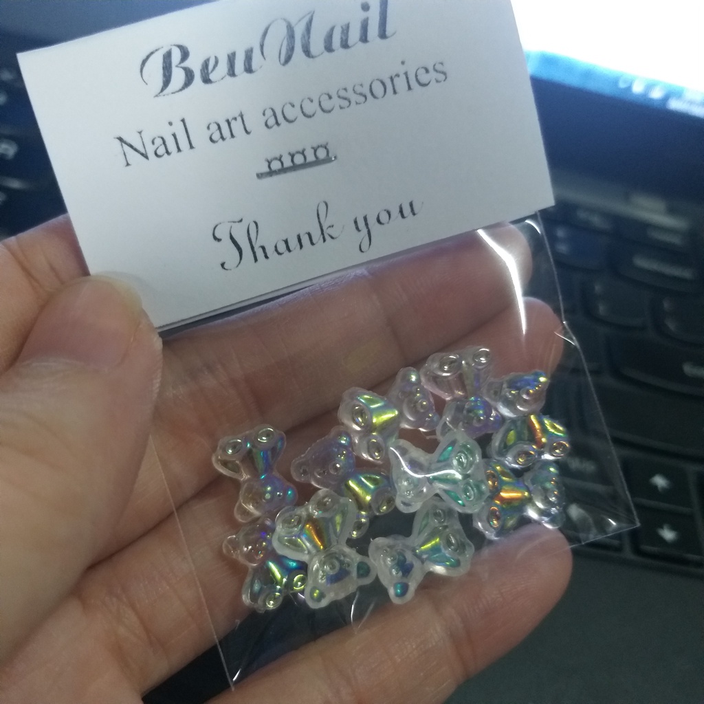 Set 10 Charm gấu trong suốt, charm gấu thủy tinh, charm gấu nhựa