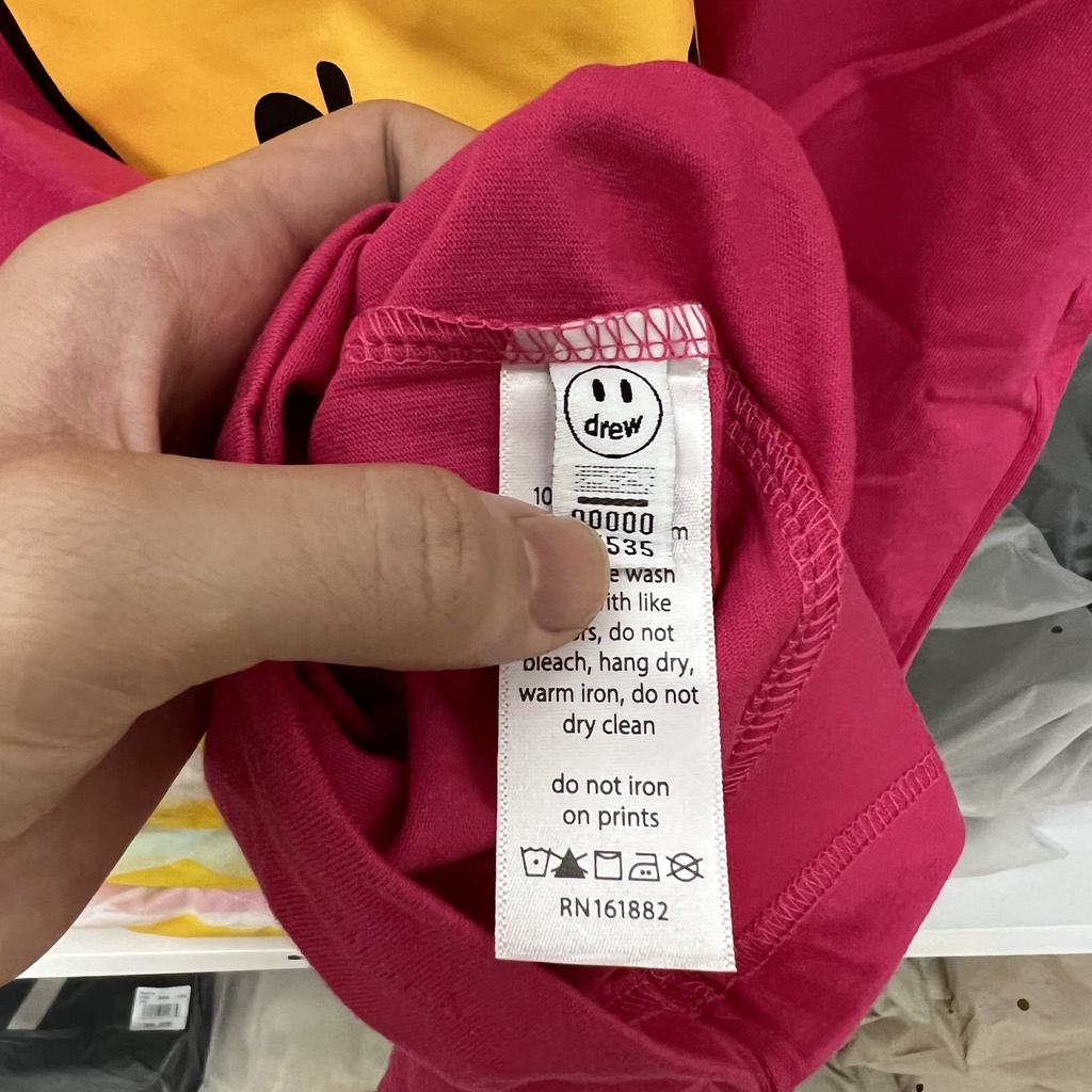 - Áo Thun Drew House Justin Biber màu hồng đậm cao cấp, Áo tee Drew House oversize chất liệu cotton