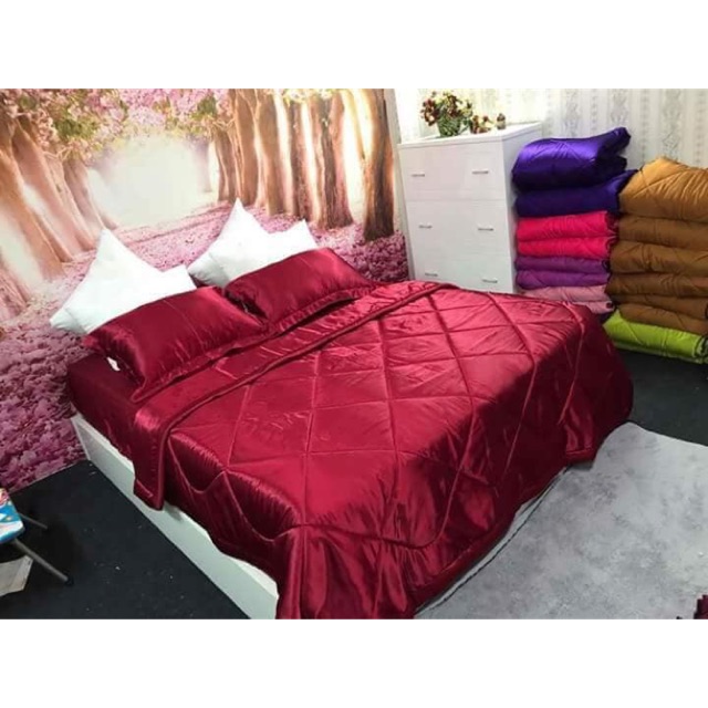 Bộ ga phi lụa thái Tuấn 5 món 1m6 (hình tự chụp 100%)