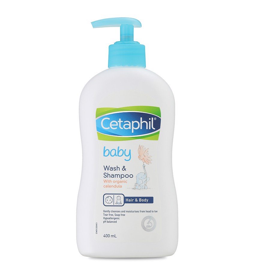 Sữa tắm gội Cetaphil dòng Organic- HÀNG XÁCH TAY MỸ-Chống viêm da- dưỡng da- trị chàm và hăm cho bé