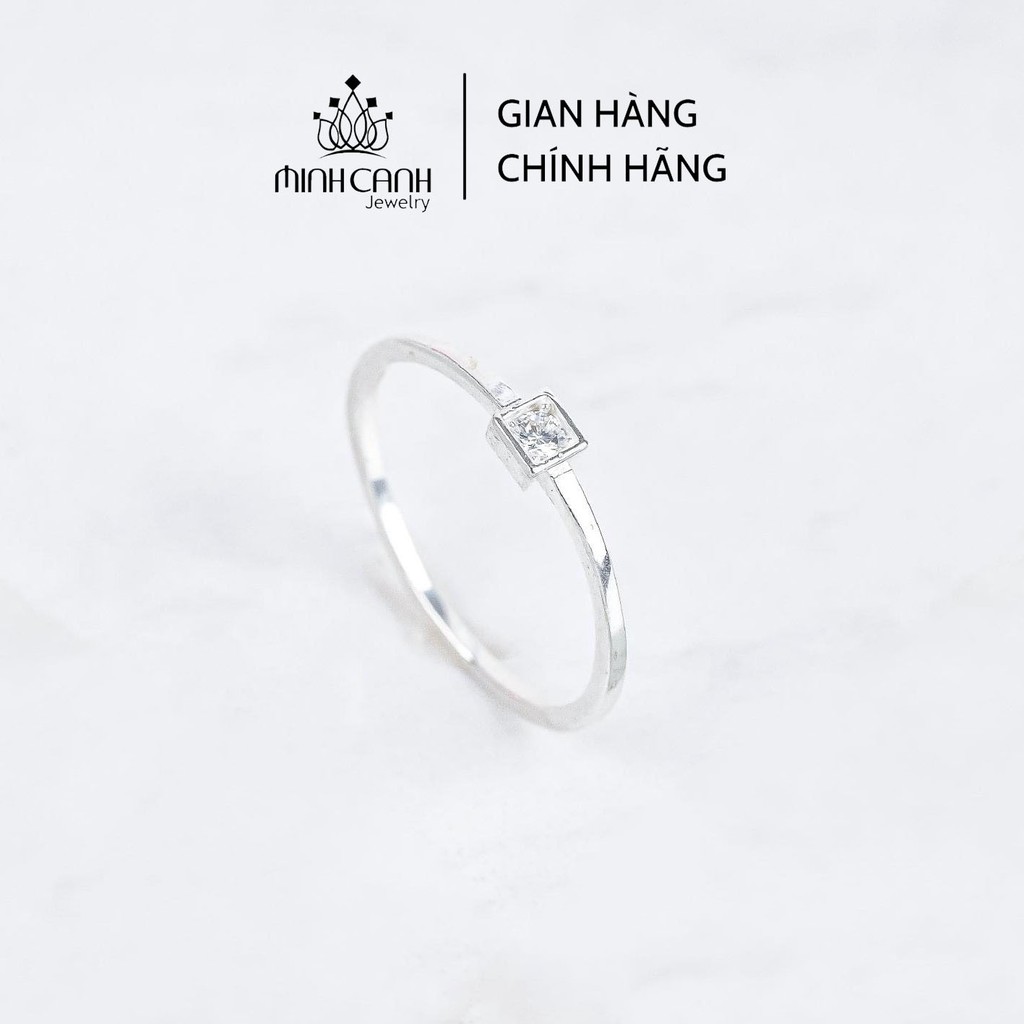 Nhẫn Bạc Nữ Trơn Mảnh Mặt Đá Vuông - Minh Canh Jewelry