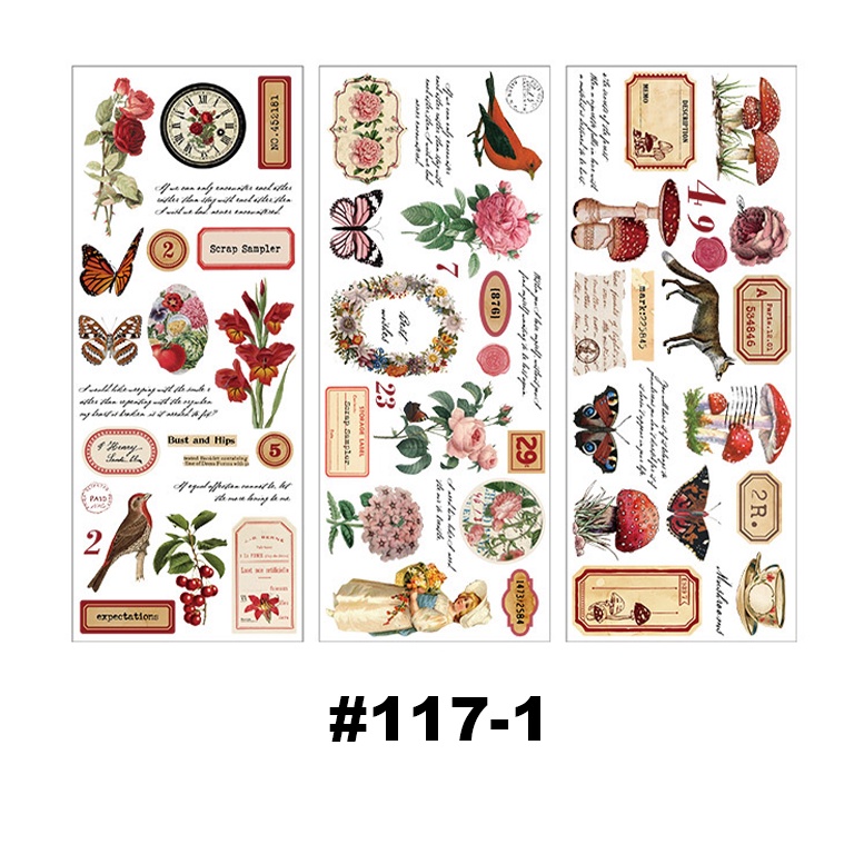 Sticker chủ đề cây hoa trang trí Scrapbook, sổ tay, vở - [ 117 ]