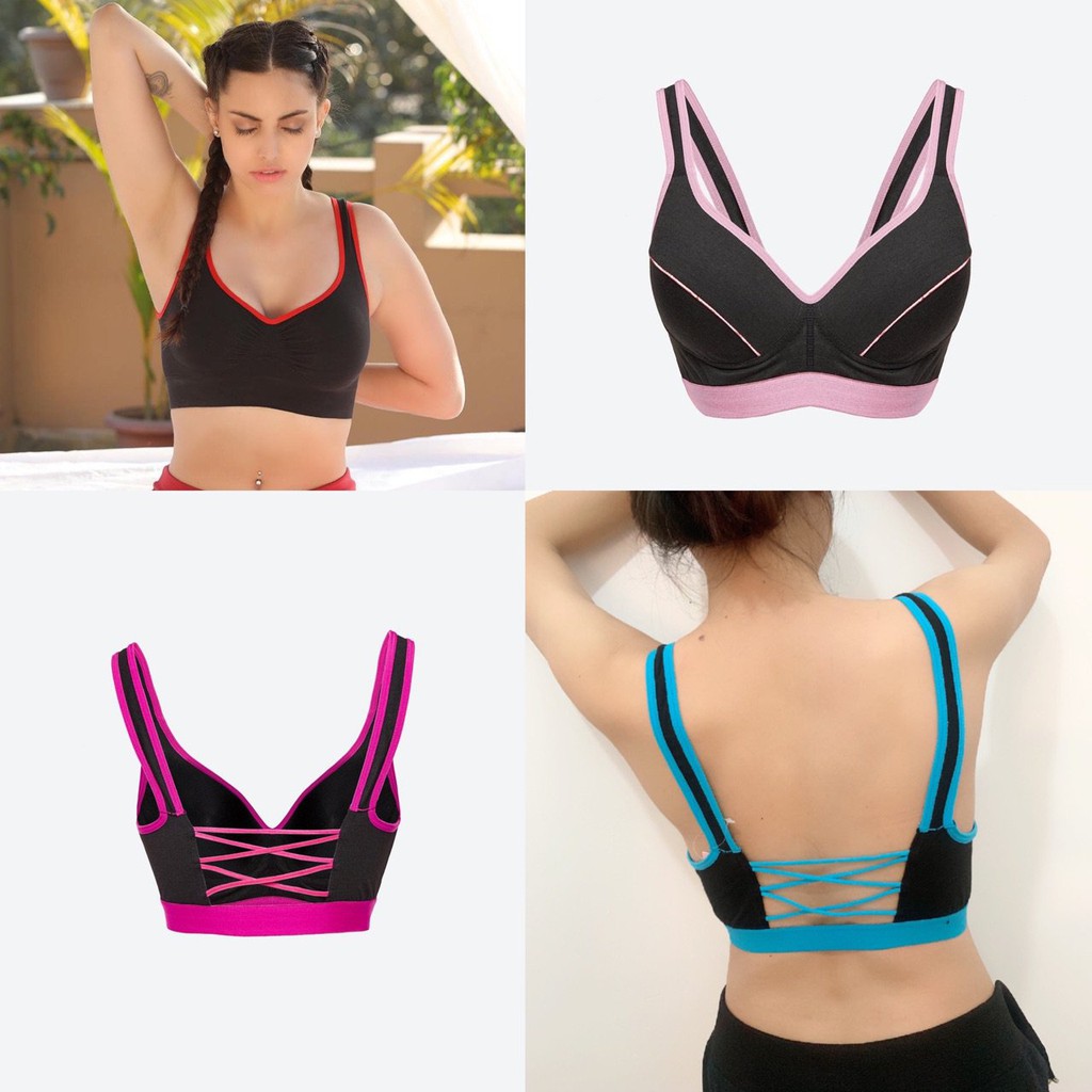 Viviane - Áo ngực thể thao ôm trọn, định hình và nâng đỡ ngực - High Impact Strappy Back Sports Bra Hồng Magenta