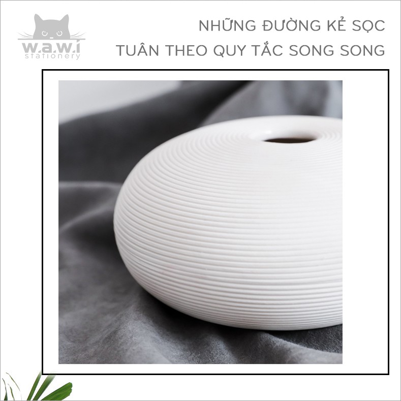 [SIÊU HOT] Bình gốm Trắng vân sọc, phong cách Nhật, trang trí cắm hoa khô phòng khách