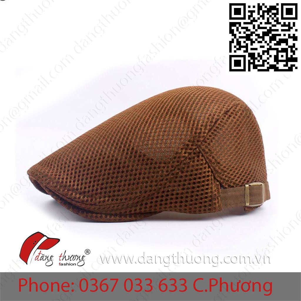 Mũ Beret Nam Lưới thoáng mát màu kem đen nâu xám