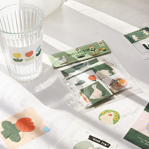 Set 40 miếng dán trang trí sổ lưu niệm xinh xắn