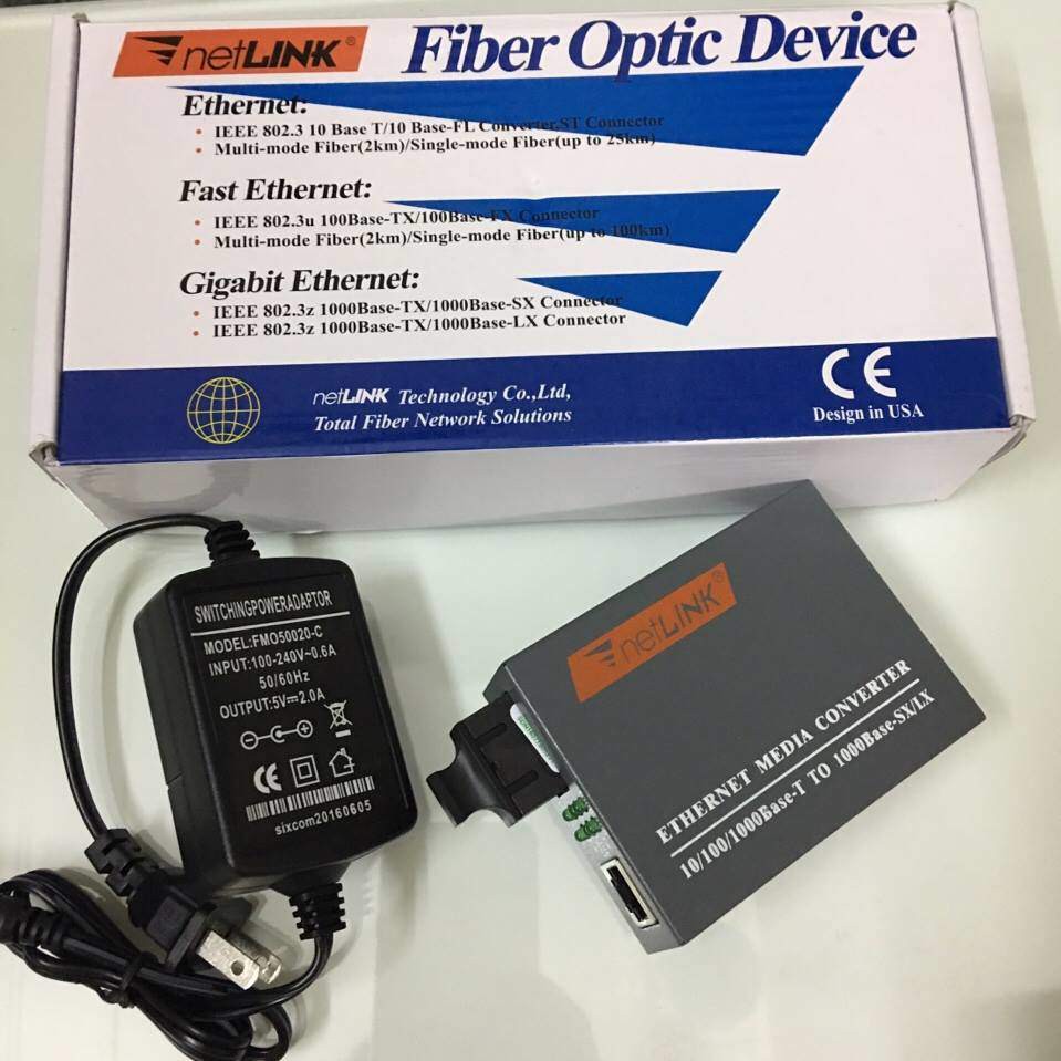 Bộ Chuyển Đổi Quang Điện, Converter Quang 10/100Mb, 1000Mb 1 Sợi quang Và 2 Sợi quang Netlink - Bảo Hành 1 Năm