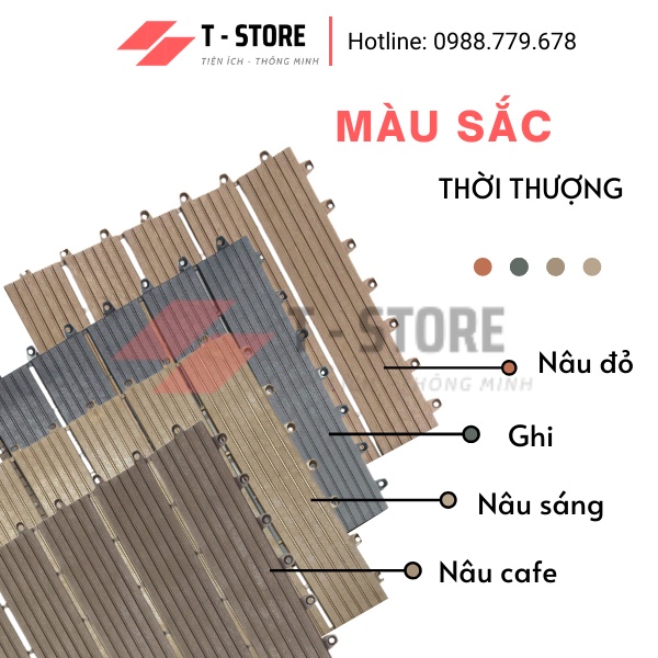 Vỉ nhựa trải sàn sân thượng, ban công, các vị trí ngoài trời, chịu nước, chống trơn trượt.