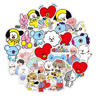 Bộ 110 nhãn dán không thấm nước BTS BT21 siêu đáng yêu