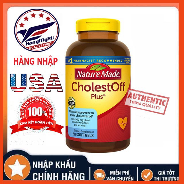 [Bill Mỹ] Viên giảm cholesterol Nature Made Cholest-Off Plus 210v