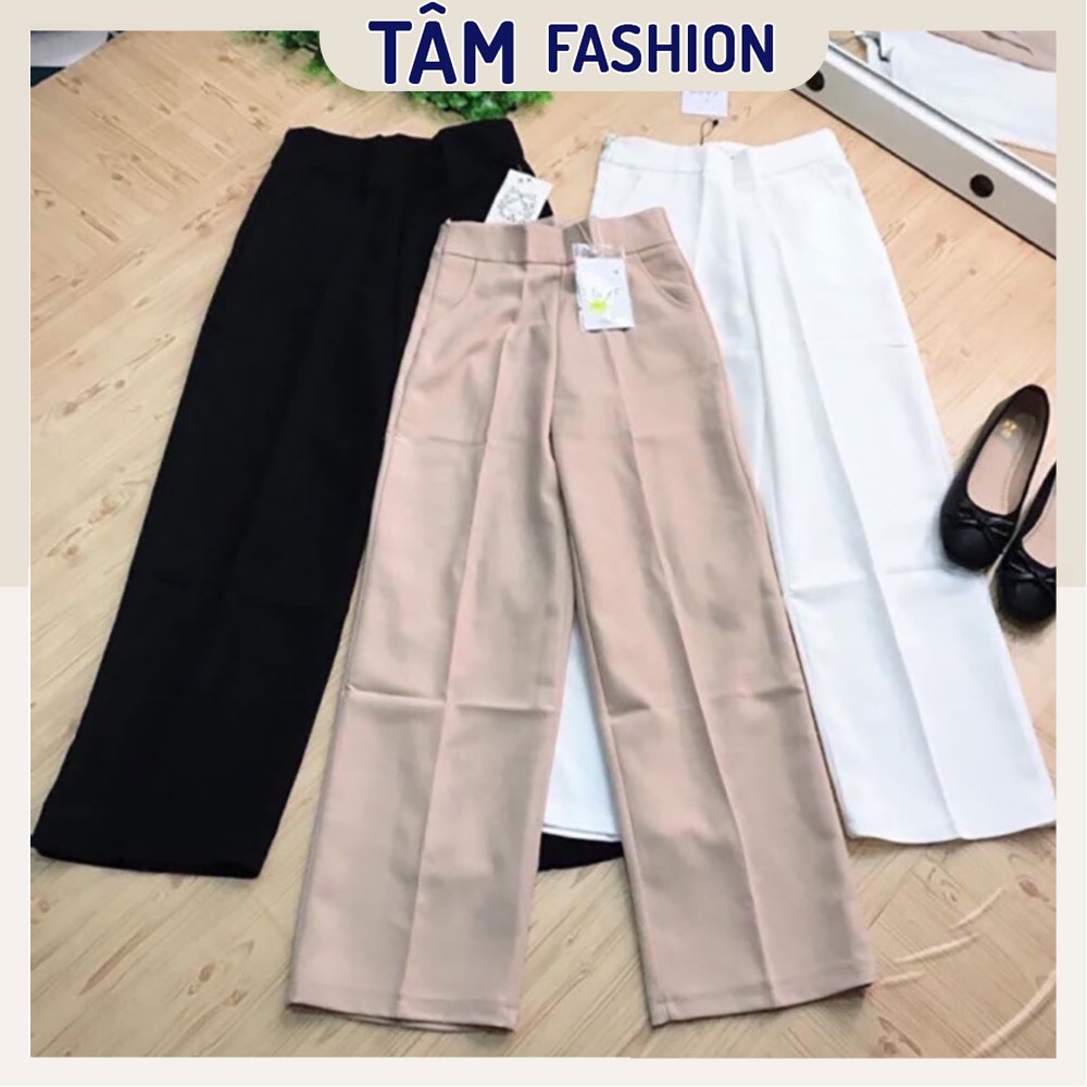 Quần suông ống rộng lưng cao vải cao cấp culottes nữ mặc kéo dài chân