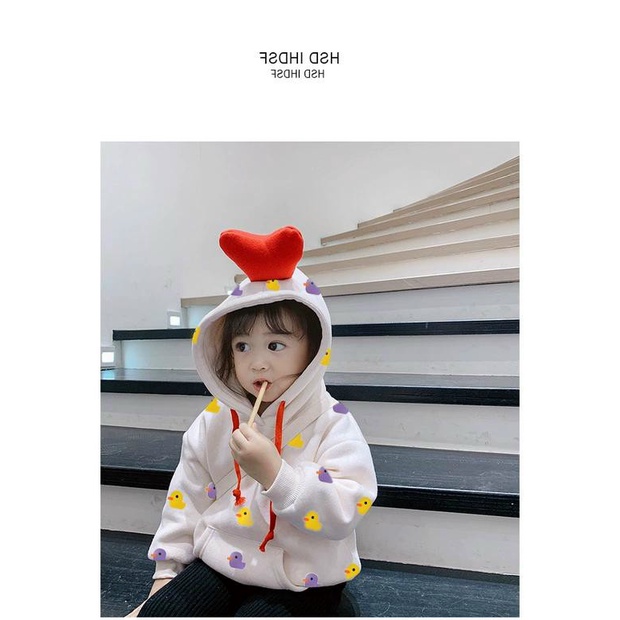 Áo hoodie cho bé gái hình in Vịt phong cách Hàn Quốc cho bé gái 6 -18kg
