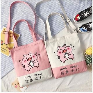 Túi tote - heo uống sữa phối màu