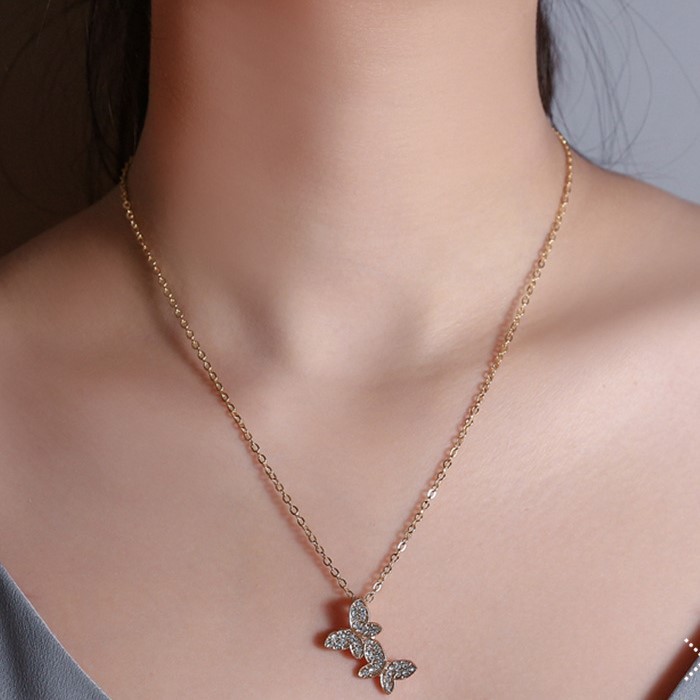 Dây Chuyền Mặt Hình Cánh Bướm Đính Đá Thời Trang Cho Phụ Nữ
