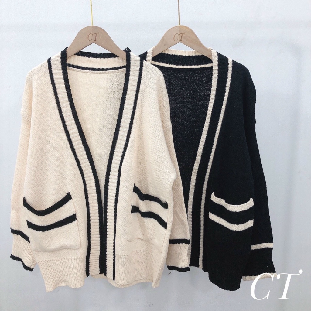 Áo khoác cardigan len viền dáng lỡ cực hot hàng QC