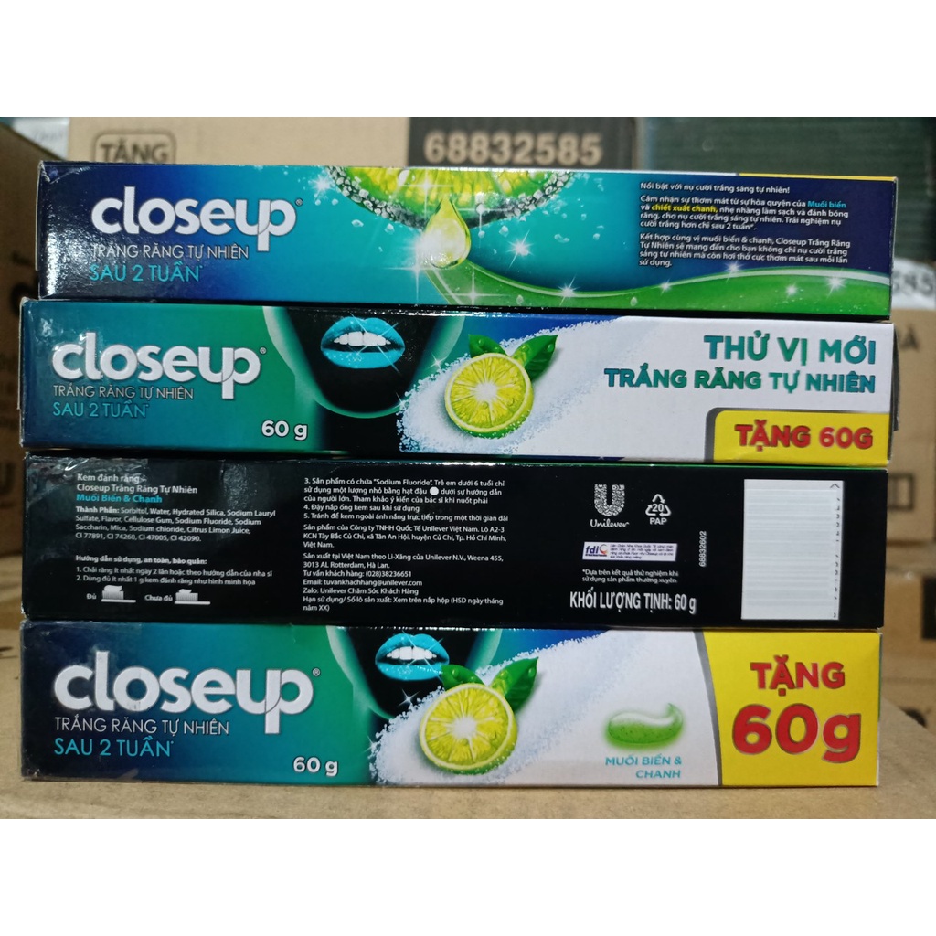 (60g) Kem Đánh Răng Closeup Giúp Làm Trắng Răng Tự Nhiên Sau 2 Tuần Với Chiết Xuất Muối Biển Và Chanh