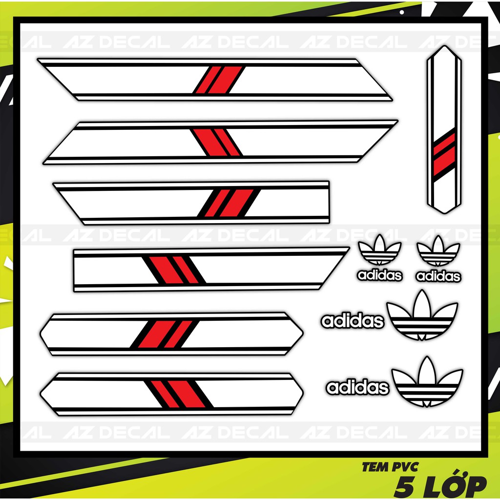 Tem Xe Vision Chủ Đề Adidas | VS152006ADIDAS | Chất Liệu Vinyl Cao Cấp, Khuôn Sẵn, Dễ Dán Tại Nhà