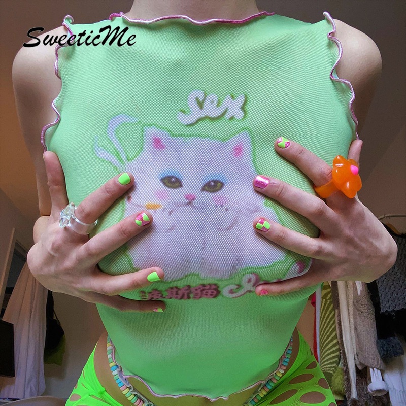 Áo Tank Top In Hình Nấm Kiểu Dáng Mới Thời Trang Cho Nữ