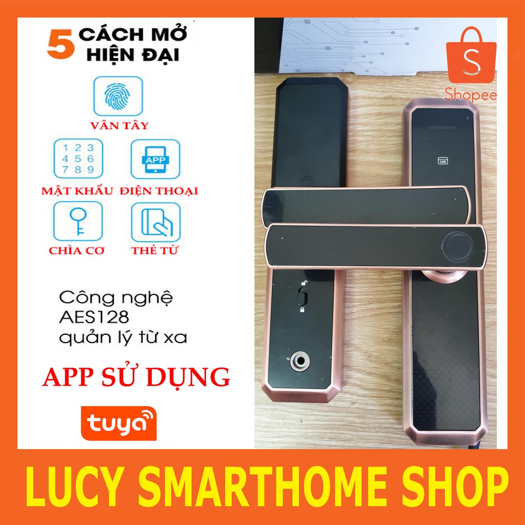 DÙNG APP TUYA Khóa Thông minh X8 - BH 12 tháng (Vân tay, Thẻ từ, password, Chìa cơ và điện thoại)