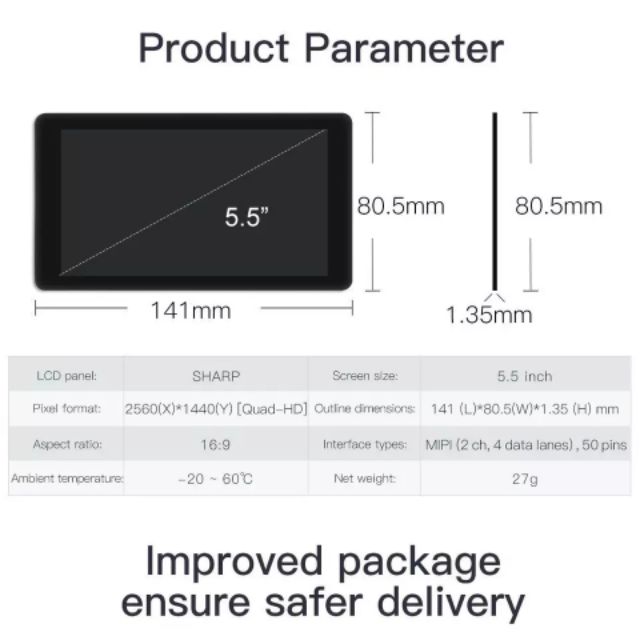 Màn hình LCD 4k, 2K cho máy in 3D Anycubic Photon, Mono X 4K, Mono SE, Mono, S...