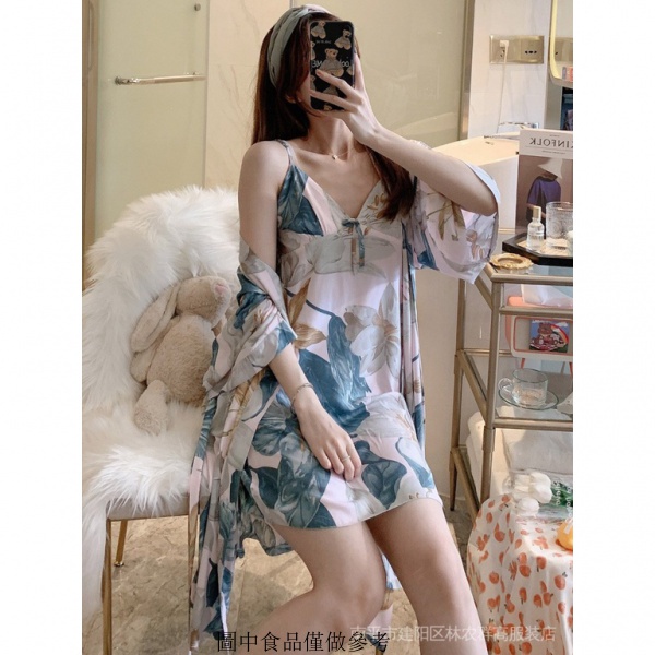 Bộ Đồ Ngủ Lụa Cotton Lụa Có Đệm Ngực Kiểu Kimono Nhật Bản Thời Trang Xuân Thu Cho Bạn Gái O25g