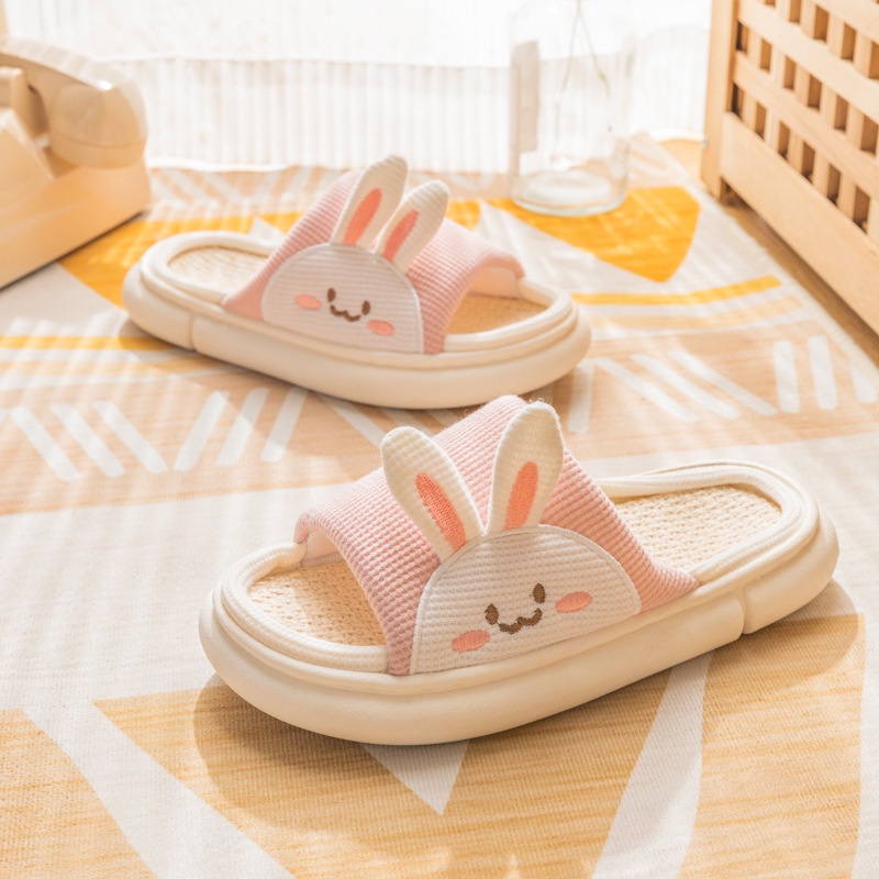 Dép Vải Lanh Chống Trượt Họa Tiết Hoạt Hình Dễ Thương Cho Nữ