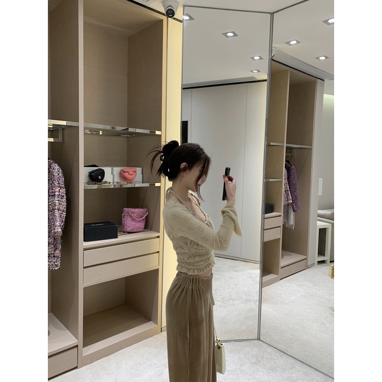 Erotic Spice Girl Áo sweater Giả Hai Lớp Tay Dài Cổ Treo Lãng Mạn Dành Cho Bạn Nữ