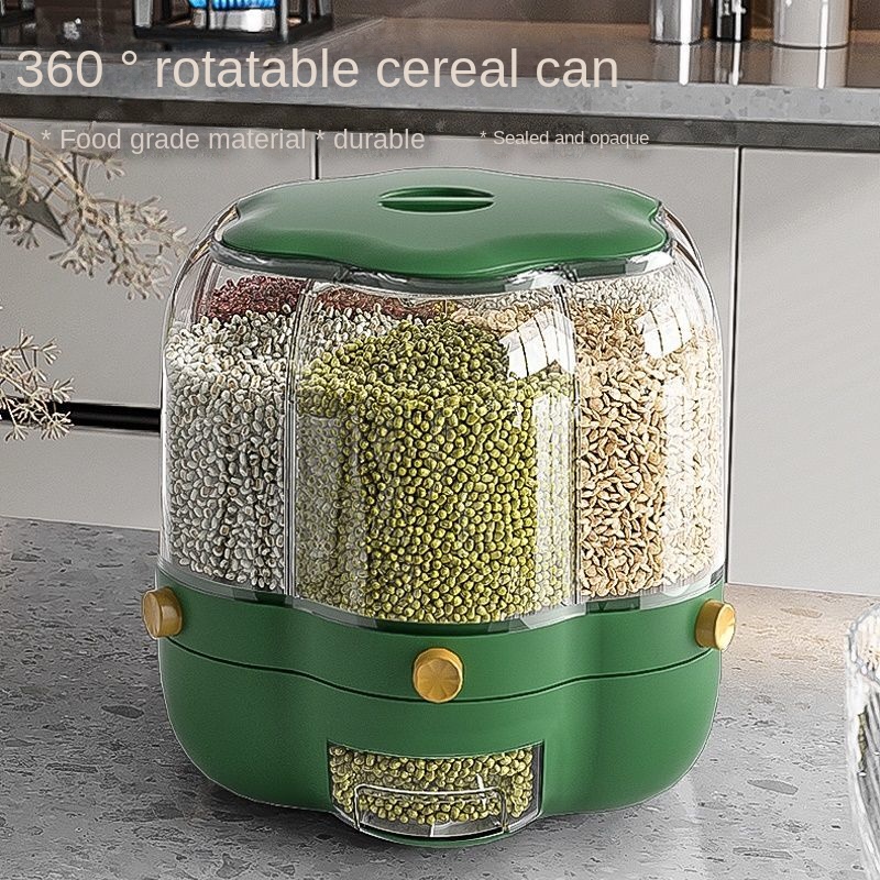 Thùng Đựng Gạo/Đậu Dày Dặn Có Thể Xoay Được Chống Ẩm Chống Côn Trùng Kích Thước Lớn Dùng Trong Nhà Bếp