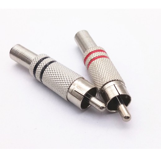 1 cặp Jack RCA hoa sen-AV đực 2 màu đỏ-đen