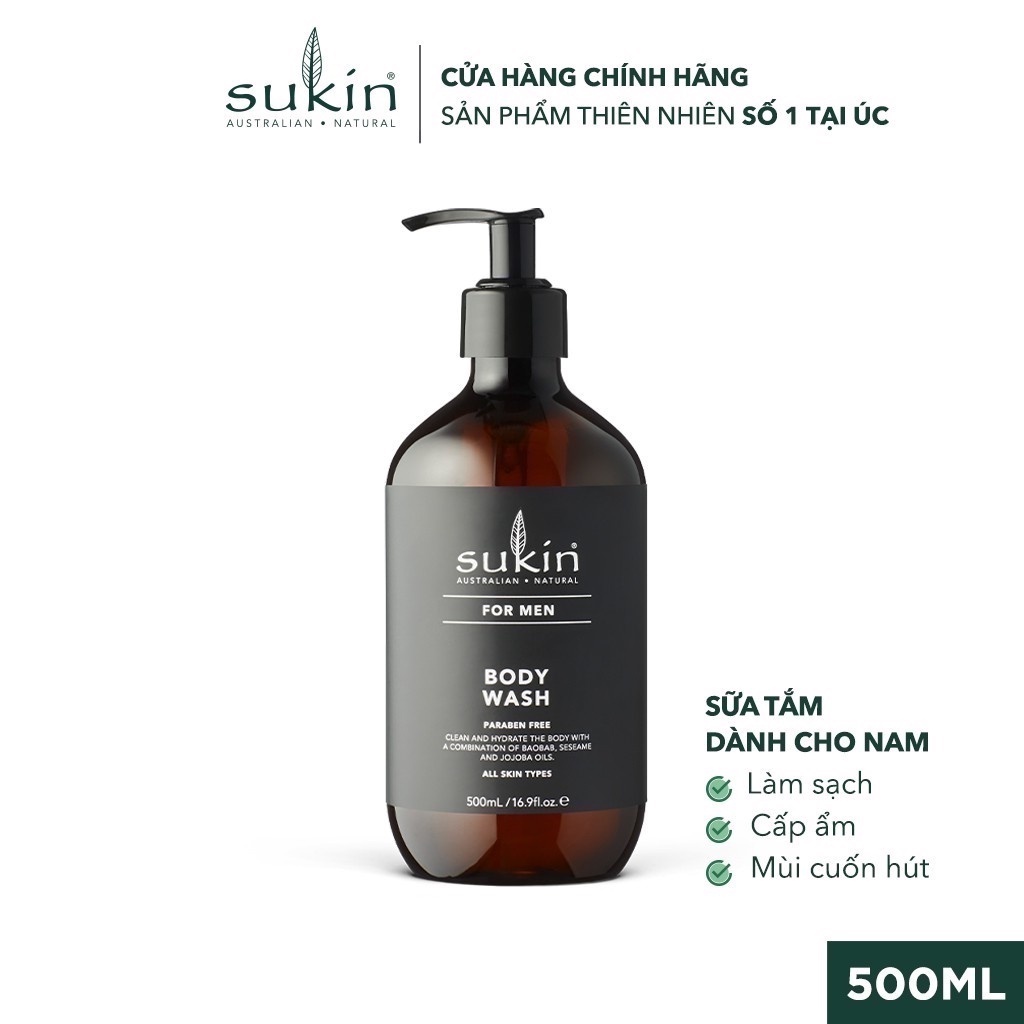 Sữa Tắm Dành Cho Nam Sukin For Men Body Wash 500ml