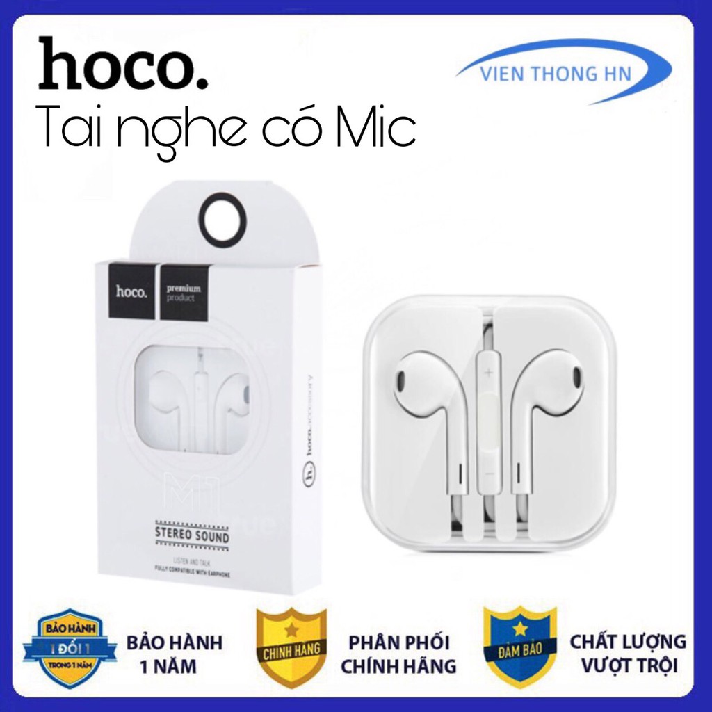 Tai nghe dây jack 3.5mm hoco m1 - tai nghe nhét tai có mic âm thanh siêu chuẩn hoco m1 - vienthonghn