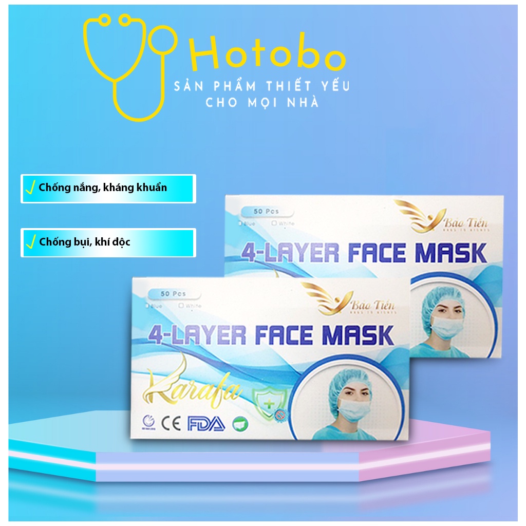 khẩu trang y tế trắng Cao Cấp Kháng Khuẩn Hộp 50 Chiếc Bảo Tiến | BigBuy360 - bigbuy360.vn