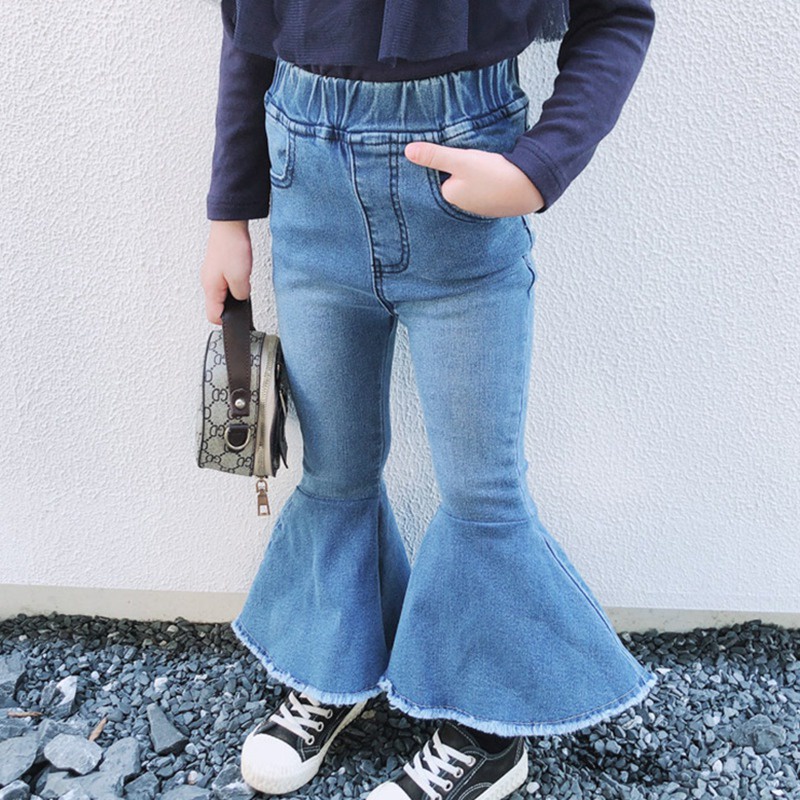 Quần Jean Dài Co Giãn Tốt Màu Sắc Trơn Thời Trang Hàn Quốc Se7En Cho Bé Gái